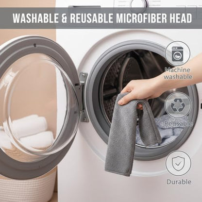 Flat Gap Dust Cleaner with Extendable Pole, Bafezoze Retractable Under Appliance Duster with 2 Washable Microfiber Pads, Slim Flexible Gap Mop for Cleaning Under Bed Sofa Cabinet Refrigerator Gray - size: Gap Duster Grey 2PCs