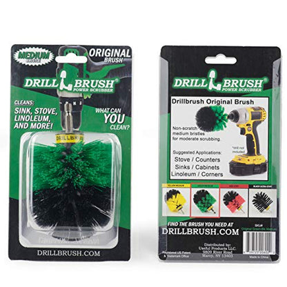Drillbrush Kitchen Cleaning Supplies - Household Cleaners for Drill - Home Kitchen Scrubbing - Stove Cleaning Tool - Oven Door Cleaner - Pots and Pans Scrubber - Frying Pan Scrubber - Sink Scrub Brush - color: Medium-green