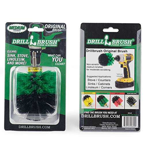 Drillbrush Kitchen Cleaning Supplies - Household Cleaners for Drill - Home Kitchen Scrubbing - Stove Cleaning Tool - Oven Door Cleaner - Pots and Pans Scrubber - Frying Pan Scrubber - Sink Scrub Brush - color: Medium-green