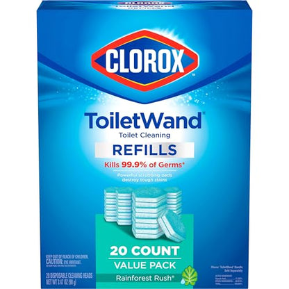 Clorox ToiletWand Toilet Cleaner Refills, Toilet brush, Rainforest Rush, 20 Count