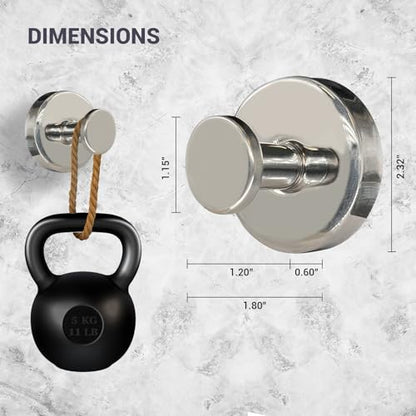Suction Cup Hooks for Shower - 2 Pack, Chrome - Stainless Steel, Strong Suction, No Drill, Removable Hanger, Tile Bathroom Kitchen Wall, Glass Door, Mirror Hook Hanging Robe, Towel Holder - color: Chrome