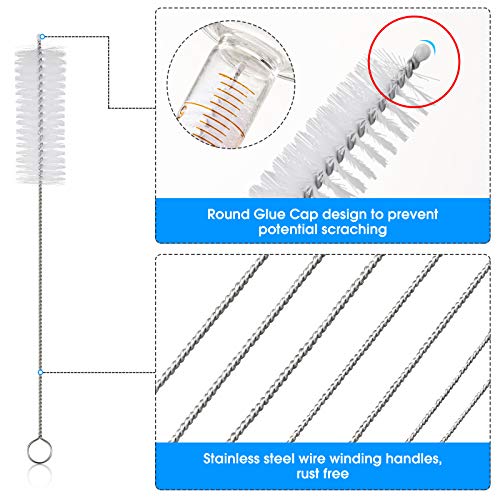 10 Pieces Drinking Straw Cleaning Brush Straw Cleaner Straw Brush Pipe Cleaners Tube Bottle Cleaning Brush - color: White