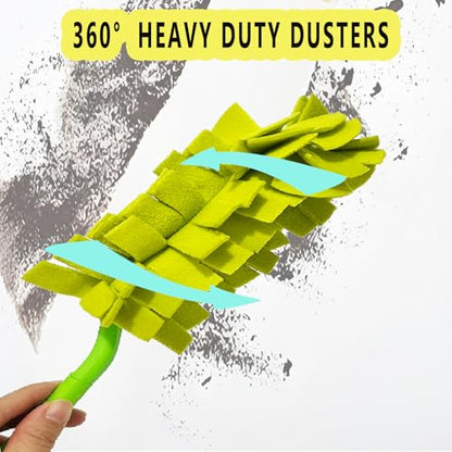 4Pack Reusable Duster Compatible with Swiffer (Handle is Not Included) Microfiber 360 Heavy Duty Dusters Refills Washable Duster Pads for Cleaning Ceiling Fan Window