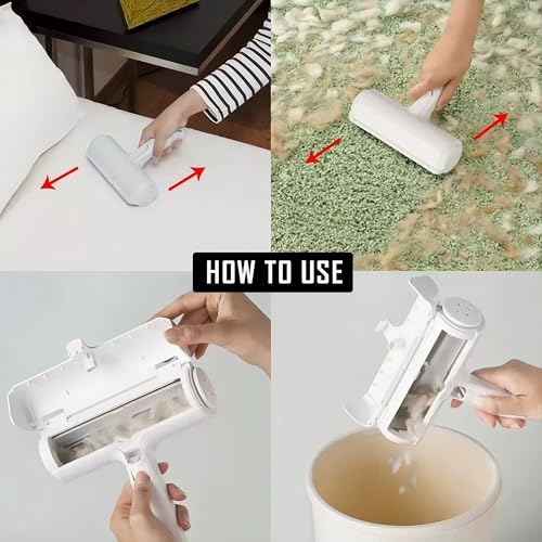 Reusable Pet Hair Remover Roller – Dog & Cat Fur Lint Cleaner for Sofa, Carpet, Bed & Car Seats – No Adhesive Required (White/Orange) - color: White/Orange