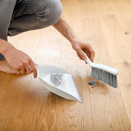 Mini Broom and Dustpan Set Small Dust pan & Brush Set Portable Cleaning Tools for Home Office RV Camping Learning (Grey) - color: Gray