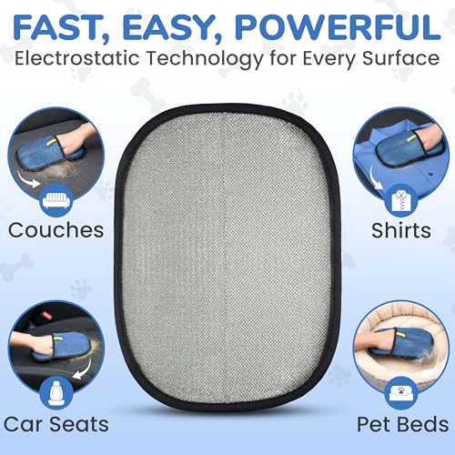 KEYVOZ Pet Hair Removal Glove for Cats and Dogs, Electrostatic Magic Brush Pet Hair Remover for Dog Couch, Available in Blue, Purple, Pink, Brown- Perfect for Pet Owners (Blue) - color: Blue