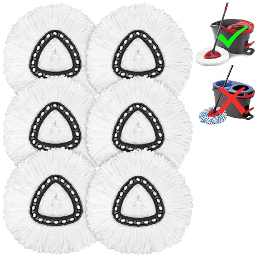 6 Pack Mop Replacement Heads for Spin Mop, Microfiber Spin Mop Refills, Easy Cleaning Mop Head Replacement - size: 6 Pack
