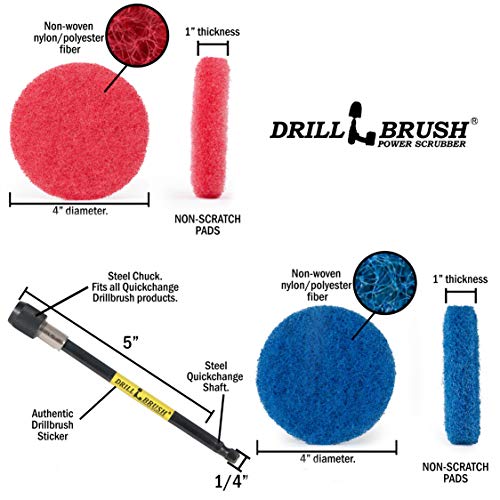 Drill Brush - Drill Attachment - Kitchen - Bathroom - Power Scrubber Pads - Stove - Cleaning Pads - Cooktop - Oven Rack - Kitchen Sink - Bath Mat - Bathroom Sink - Shower Cleaner - Vinyl Flooring - color: 3x Red Pads 3x Blue Pads