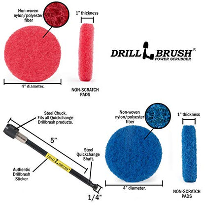 Drill Brush - Drill Attachment - Kitchen - Bathroom - Power Scrubber Pads - Stove - Cleaning Pads - Cooktop - Oven Rack - Kitchen Sink - Bath Mat - Bathroom Sink - Shower Cleaner - Vinyl Flooring - color: 3x Red Pads 3x Blue Pads