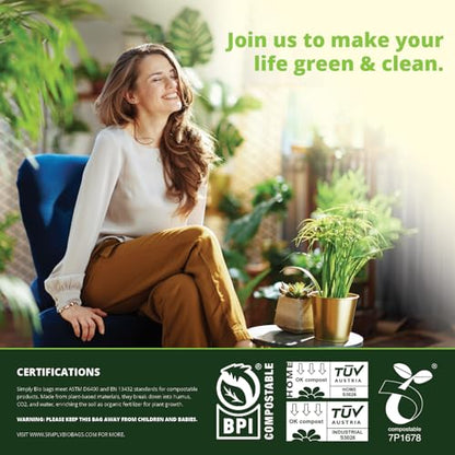 Simply Bio 50-55 Gallon Compostable Trash Bags Liners Flat-Top, Heavy Duty Extra Thick 1.57 Mil, 208.2 Liter, 12 Bags, Lawn, Yard, and Restaurant Use, ASTM D6400, US BPI, OK Compost Home Certified - size: 1 Count (Pack of 12), style: Flat-Top (55 Gal, 1.5