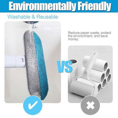 Magic Pet Hair Remover for Dog Cat Owners 1 Pieces,TikTok 4 in 1 Multifunctional Pet Hair Removal Tool for Couch Furniture Carpet Clothing, Reusable Washable Broom Brush for Window Tile Lint Cleaning