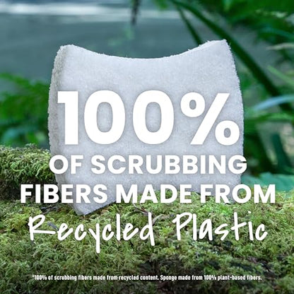 Scotch-Brite Greener Clean Non-Scratch Scrub Sponge, Sponge for Washing Dishes, Cleaning Kitchen, Superior Performance and Made with Sustainable Materials, Dishwasher Safe, 3 Scrub Sponges