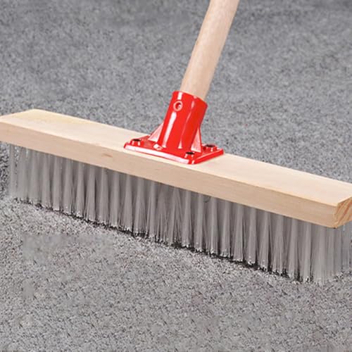 Uonlytech Hard Bristle Floor Scrub Brush with Long Handle, Nylon Stiff Bristle Deck and Patio Cleaning Brush for Bathroom and Outdoor Use, Sturdy 40cm Heavy Duty Scrubber for Tile and Carpet