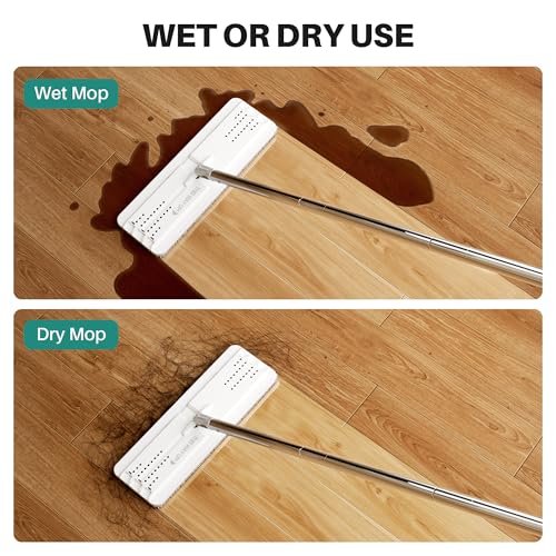 JOYMOOP Mop and Bucket Set, Dust Mops for Floor Cleaning, Wall Mop with 2 Microfiber Mop Head Replacement - size: Bucket #22 - 50" Mop + 2 Grey Mop Pads