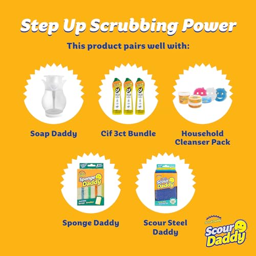 Scrub Daddy Scour Daddy XL - Large Heavy Duty Sponge & Non Scratch Scouring Pad - 18 Pack of Bulk Sponges & Commercial Cleaning Supplies - Durable & Odor Resistant (18 Count) - style: Scour Daddy XL