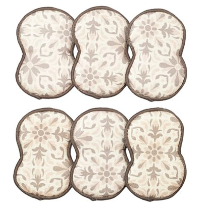 Sponge Set in Jolie Taupe, 6 Pack Super Absorbent Washable Reusable Cleaning Sponges Made from Recycled Materials, Durable Eco Friendly Kitchen Sponges - color: Jolie Taupe