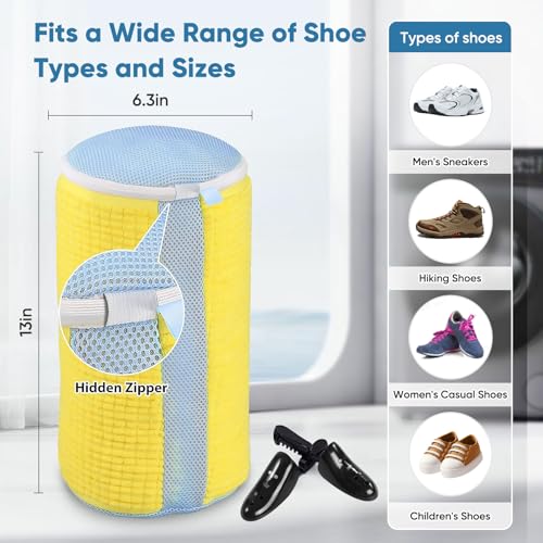 Teletrogy Shoes Laundry Bag Keep Shoes Clean, Shoe Wash Bag for Washing Machine, Durable Zipper Laundry Washing Bag, Sneaker Tennis Cleaner Kit Adjustable Shoe Trees - Home Dorm Travel Essentials - color: Yellow