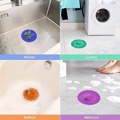 Drain Hair Catcher Durable Silicone Hair Stopper Shower Drain Covers with Iron Easy to Install and Clean Shower Drain Hair Trap Suit for Bathroom Bathtub Tub and Kitchen 5 Pack - color: With Iron