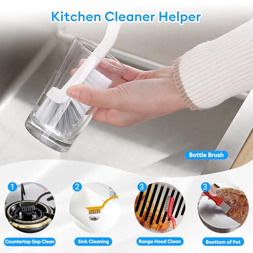 Crevice Cleaning Brush, Thin Hard Bristle Crevice Cleaning Tool Supplies for Tight Place, 11Pcs Small Household Use Cleaning Set for Kitchen, Gout, Gap, Corner, Window Track, Cup, Teapot, Bottle