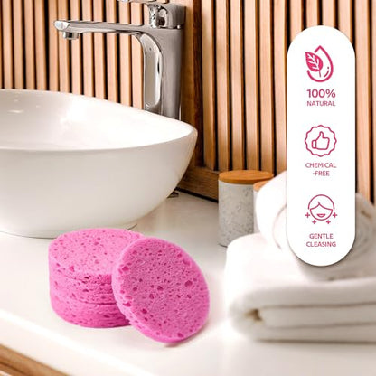 GAINWELL 100PCS Compressed Facial Sponges, Cleansing, for Personal Spa Esthetician Use, Pink - color: Pink, size: 1 Count (Pack of 100)