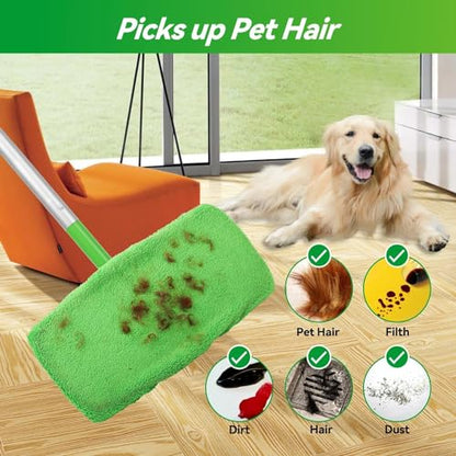 Reusable Microfiber Mop Pads Washable Wet & Dry Sweeping Cloths Mop Head Replacement for Household Cleaning (Green, 10PCS) Compatible with Swiffer Sweeper Refills - size: Green 10PCS