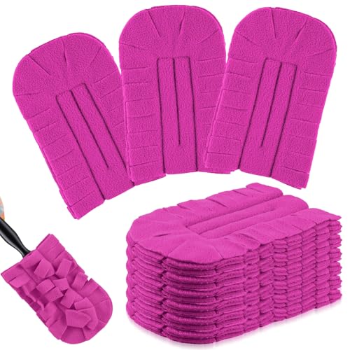 Zubebe 6 Pcs Duster Refill Reusable Fleece Duster Refills Feather Flat Dusters Multi Surface Washable Cleaning Pads Tools for Home, Blinds, Car, Pet, Furniture, Fans (Peach Red) - color: Peach Red
