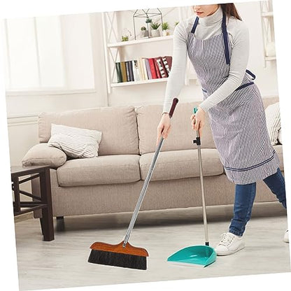 OUNONA Long Handle Soft Bristle Broom Stainless Steel Rod for Indoor and Outdoor Cleaning Red Wood Dust Removal Brush Anti-Static Household Sweeping Tool