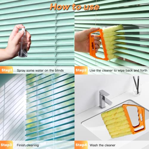 AOCEAN 4 Pcs Blind Cleaner Duster Tool, 7-Finger Dusting Cleaner Tool for Window & Air Vent, Washable Handheld Microfiber Duster Blinds Air Conditioner Fan Keyboard Duster Dirt Tool