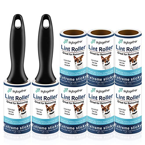 Lint Rollers for Pet Hair Extra Sticky, Dog Cat Pet Hair Remover Couch Lint Roller Travel Size Lint Remover for Clothes, 2 Reusable Handles+8 Lint Roller Refills Pack, 512 Sheets Total
