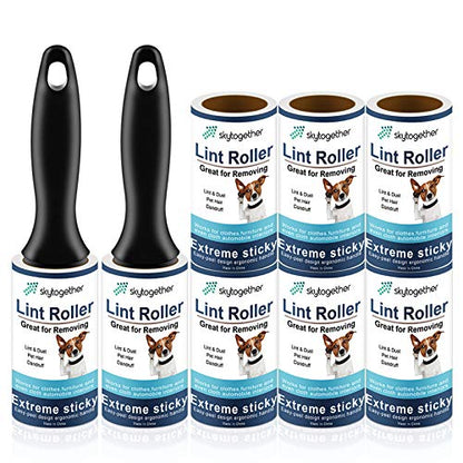 Lint Rollers for Pet Hair Extra Sticky, Dog Cat Pet Hair Remover Couch Lint Roller Travel Size Lint Remover for Clothes, 2 Reusable Handles+8 Lint Roller Refills Pack, 512 Sheets Total