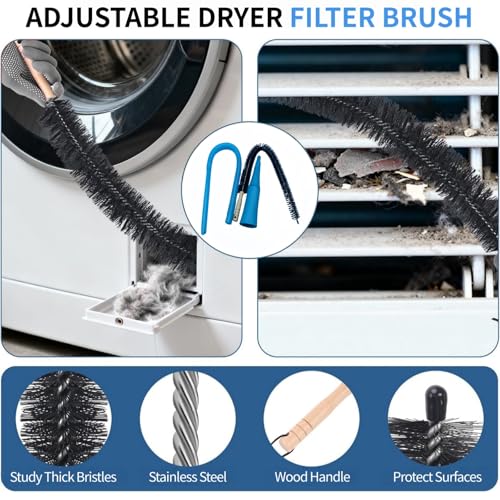Dryer Vent Cleaner Kit - Universal Vacuum Hose Attachment & Lint Brush, Effectively Clean Clogged Dryer Ducts, Fit Most Vacuums for Dryer, Refrigerator Coils & Behind Appliances (Purple) - color: Purple