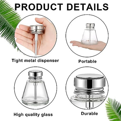 Lallisa 2 Pcs 6 Oz/ 180 ml Pump Dispenser Bottle Empty Push Down Glass Dispenser Bottle with Flip Metal Cap Makeup Remover Alcohol Pump Sanitizer Container for Nail Polish