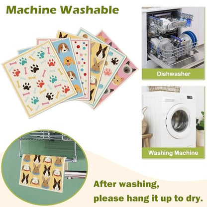 6 Packs Swedish Paper Cloths for Kitchen, Reusable Paper Towels Washable Dish Rags, Highly Absorbent Kitchen Towels Quick Drying Swedish Sponge Cleaning Dish Cloths(Dogs Feet) - color: Dogs Feet