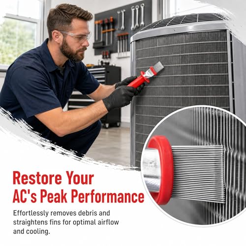 Air Conditioner Fin Cleaner Brush 8.26In Red Coil Cleaning Whisk Brush for Ac Evaporator Condenser Vent Maintenance and Coil Straightening