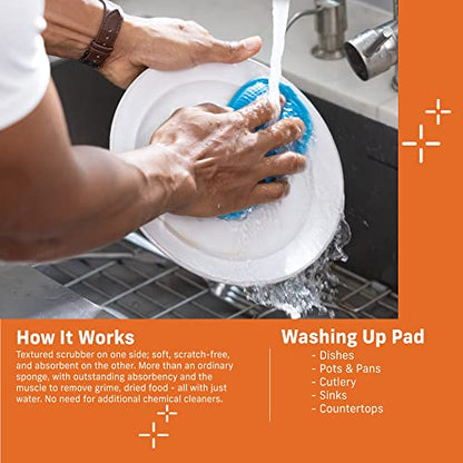 E-Cloth Washing Up Pad, Premium Microfiber Non-Scratch Kitchen Dish Scrubber Sponge, Ideal for Dish, Sink and Countertop Cleaning, 100 Wash Guarantee, Yellow, 1 Pack - color: Yellow, size: 1 Pack