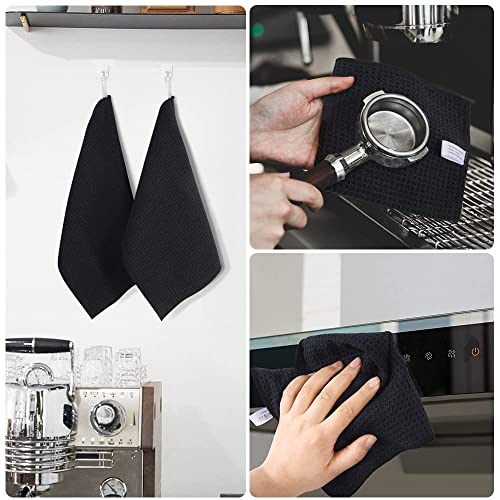 KinHwa Microfiber 6 Pack Dish Cloths Thick Waffle Weave Kitchen Dish Drying Towel Rags Super Absorbent Kitchen Tea Towels Sets 12inch x 12inch Black - color: Black, size: 12in x 12in 6 Pack