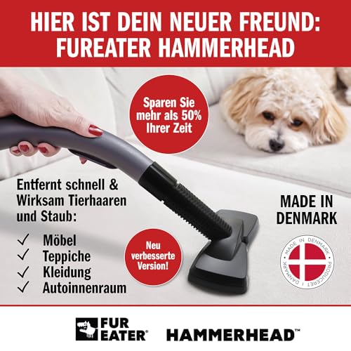 Hammerhead Pet Hair Remover Vacuum Attachment, Rubber Brush | Wide Lamellae Head, Dog & Cat Hair, Сouch, Carpet & Upholstery, Vacuum or Hand Use, Fits 1-1/4, 1-3/8 & 1-1/2 in Round Hoses - color: Newer Model