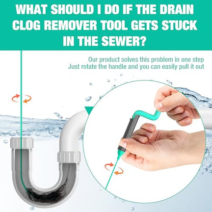 Bathroom Drain Hair Remover Tool with Rotating Handle, Reinforced Steel Core Drain Snake Cleaner for Shower, Bathtub and Bathroom Sink, Flexible Hair Clog Removal Tool for Narrow Drains(6PCS)