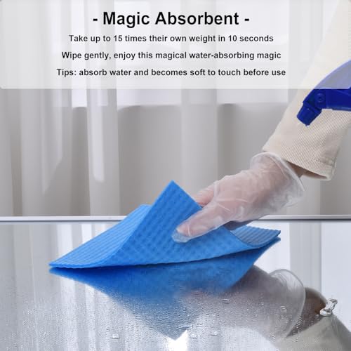 METUUTER 10 Packs Swedish Dishcloths for Kitchen, Reusable Kitchen Dishcloths Compostable Cellulose Dish Clothes for Household Use - color: Blue+red+orange+mint Green+yellow