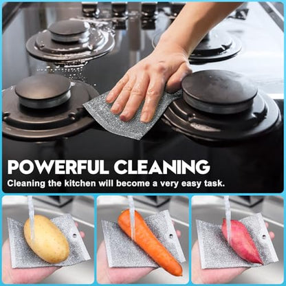 Steel Wool Scrubber, Wire Dishwashing Rags, 10 Pcs Multipurpose Wire Dishcloth, Wet & Dry for Cookware, Sinks, Dishes, Stoves & Fireplaces 5.9“ x 3.9” - size: 5.9x3.9-10pcs