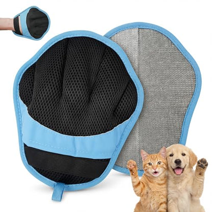 Pet Hair Removal Glove for Dogs & Cats, Reusable Pet Hair Remover Tool, Magic Brush Pet Hair Remover for Furniture, Carpet & Laundry, Non-Slip Five-Finger Pet Hair Glove for Dog Hair & Cat Hair - color: BLUE