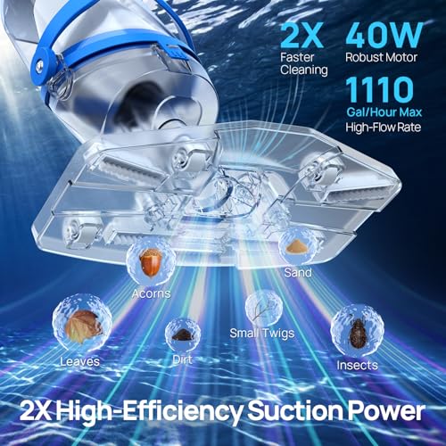 Cordless Pool Vacuum for Above Ground & Inground Pools, Consciot Handheld Rechargeable Pool Cleaner, 1110 GPH Suction, Telescopic Pole up to 87.5", 75Min Runtime, See-Through Head for Debris & More