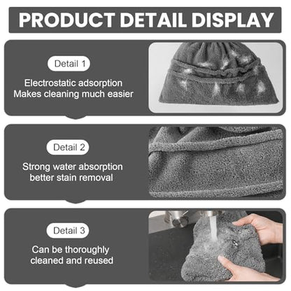Flat Mop Pads Replacement Washable Floor Cleaning Cover Reusable Mop Head Cloth for Household Use(Grey) - color: Gray