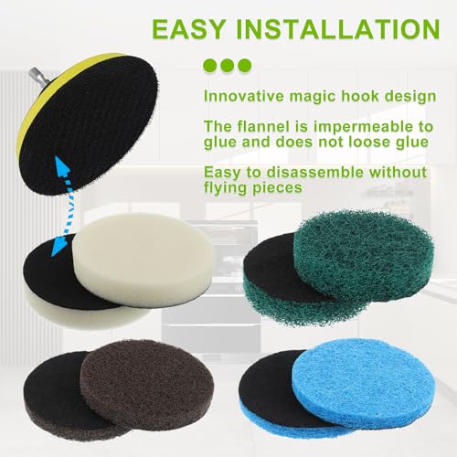 16pcs Electric Cleaning Brush Pad Set 4 Foam Pads 4 Kitchen Mats 4 Performance Pads 4 Microfibre Pads fit for Dremel Versa Cleaning Brush - size: Blue Green White Brown