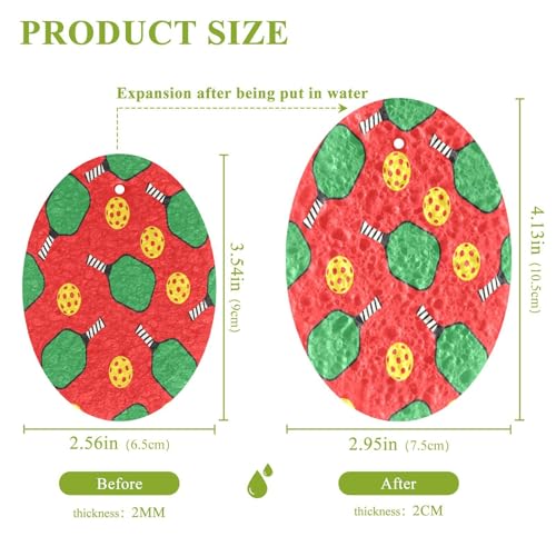 Pickleball Theme Cartoon Dish Scrub Sponges Kitchen Non Scratch Reusable Compressed Cellulose Sponge Hanging for Household Cleaning Washing Dishes Pots and Pans 3 Pack - color: Pattern3