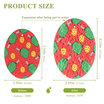 Pickleball Theme Cartoon Dish Scrub Sponges Kitchen Non Scratch Reusable Compressed Cellulose Sponge Hanging for Household Cleaning Washing Dishes Pots and Pans 3 Pack - color: Pattern3