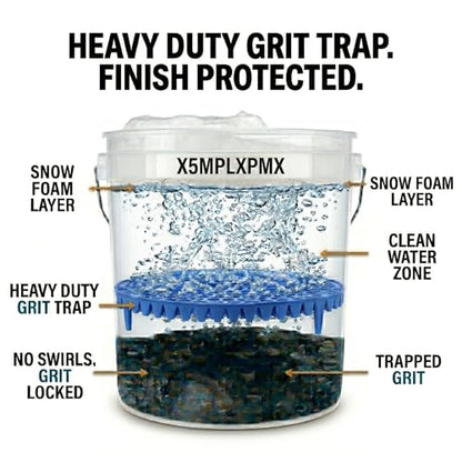 10.4" Heavy Duty Car Wash Bucket Insert (2-Pack) & Wash Mitt Kit - 10.6 oz Detailing Dirt Separator & Grit Trap, Scratch-Free Auto Wash, Fits 3.5 to 5 Gallon Buckets (Black Kit) - color: 2pack Blue