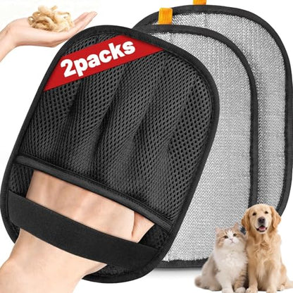 SmartTrends-2 Packs Pet Hair Removal Glove for Dogs & Cats, Five-Finger Ergonomic Grip Reusable & Washable Pet Hair Removal Tool, Lightweight Portable Dog Hair Remover for Couch, Carpet, Bed, Cloth - color: Black