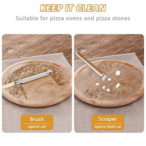 Aolso Pizza Oven Brush, 26" Brush and Stainless Steel Scraper for Pizza Stone, BBQ Grill Cleaning Brush Non Scratch Heat Proof Brass Bristles with Screwdriver, Outdoor Pizza Oven Accessories - size: 26" Brass Bristles