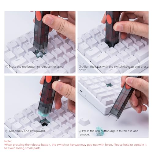 GATERON Twins 2-in-1 Switch and Keycap Puller,Manganese Steel Jaws Hot Swap Tool for Mechanical Keyboards,Ergonomic DIY Removal Kit with Cleaning Brush (Black-Red Color Scheme)